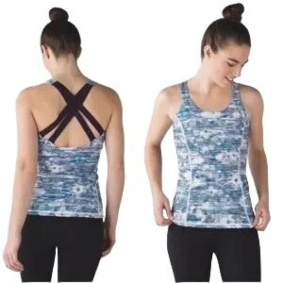 Lululemon Enhearten Blurry Belle Multi Deep Zinfandel Blue Tank Top - Picture 1 of 8